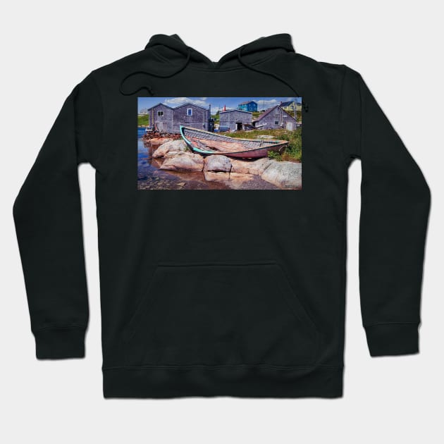 Old Fishing Boat in Peggys Cove Hoodie by kenmo